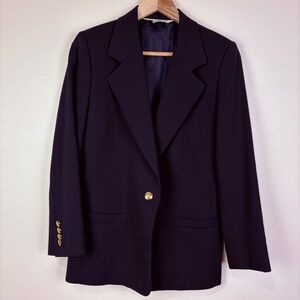 Austin Reed 100% Wool Navy Blazer Gold Buttons Old Money Quiet Luxury